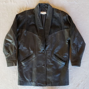 PARIS SPORT CLUB VINTAGE BLACK LEATHER JACKET Med
